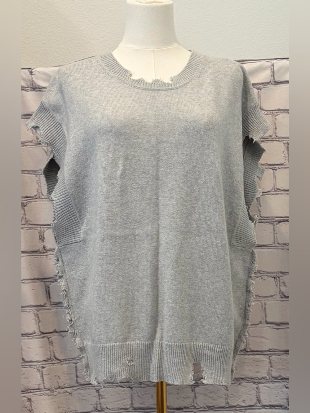 IRO . Jeans  Size:S Women Gray Distressed Sleeveless Knit Top